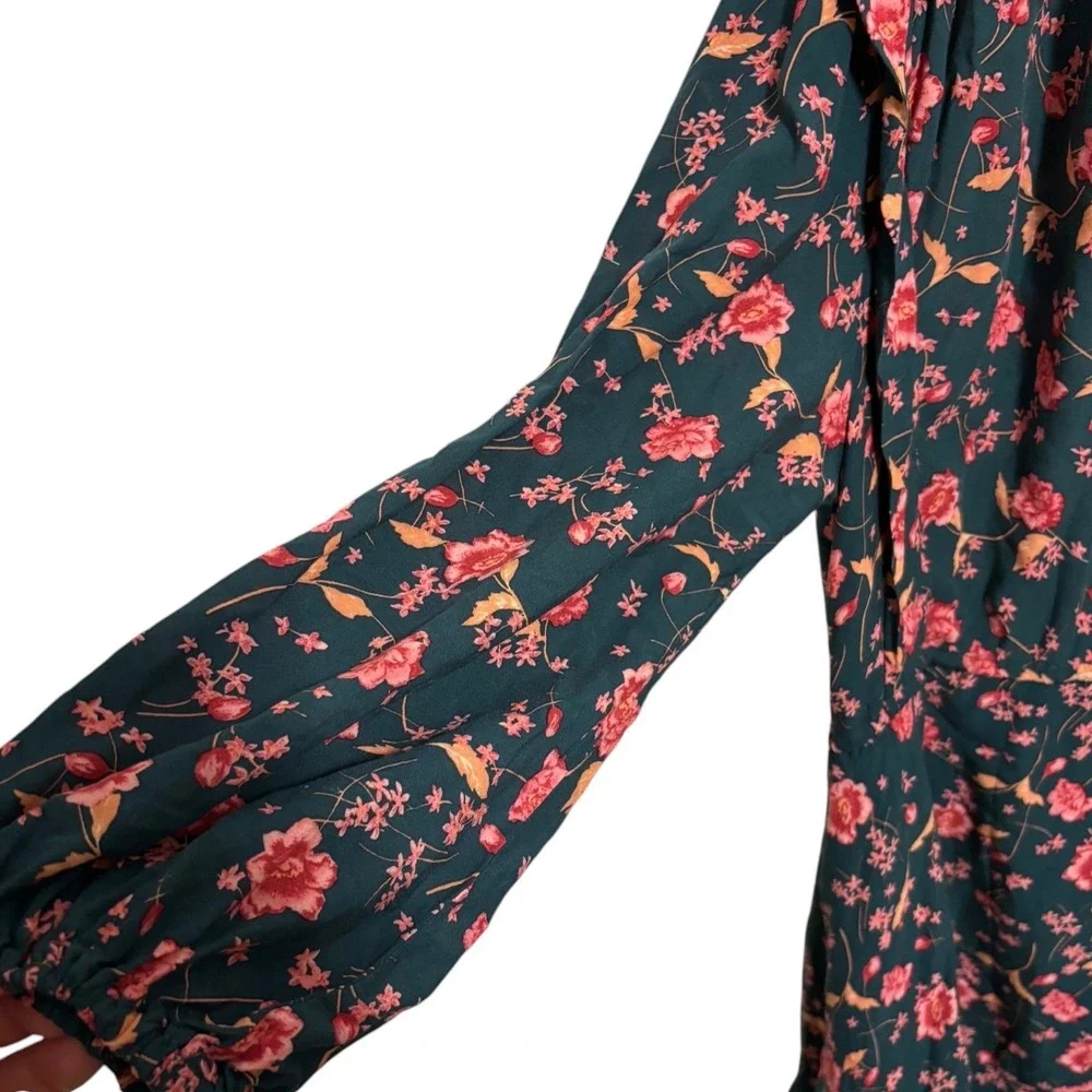 Free People Flower Fields Floral Dress Drawstring Boho Cottagecore Prairie M